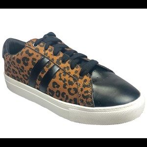 Court Leather Lace up Sneaker in Leopard & Black